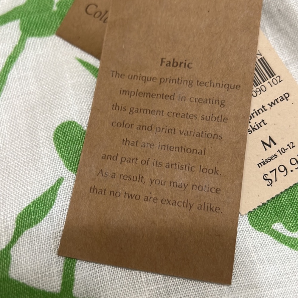 Coldwater Creek White Green Floral Print Linen Wrap Skirt Sz M NWT $80 - Picture 6 of 14